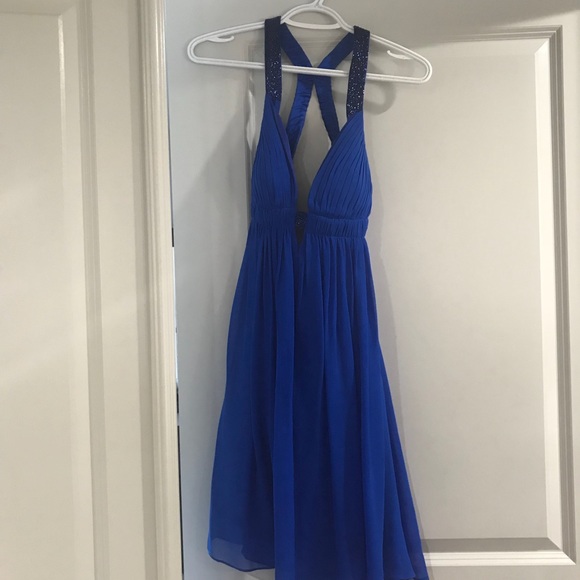 CACHE Flowy royal blue chiffon dress - Picture 7 of 8